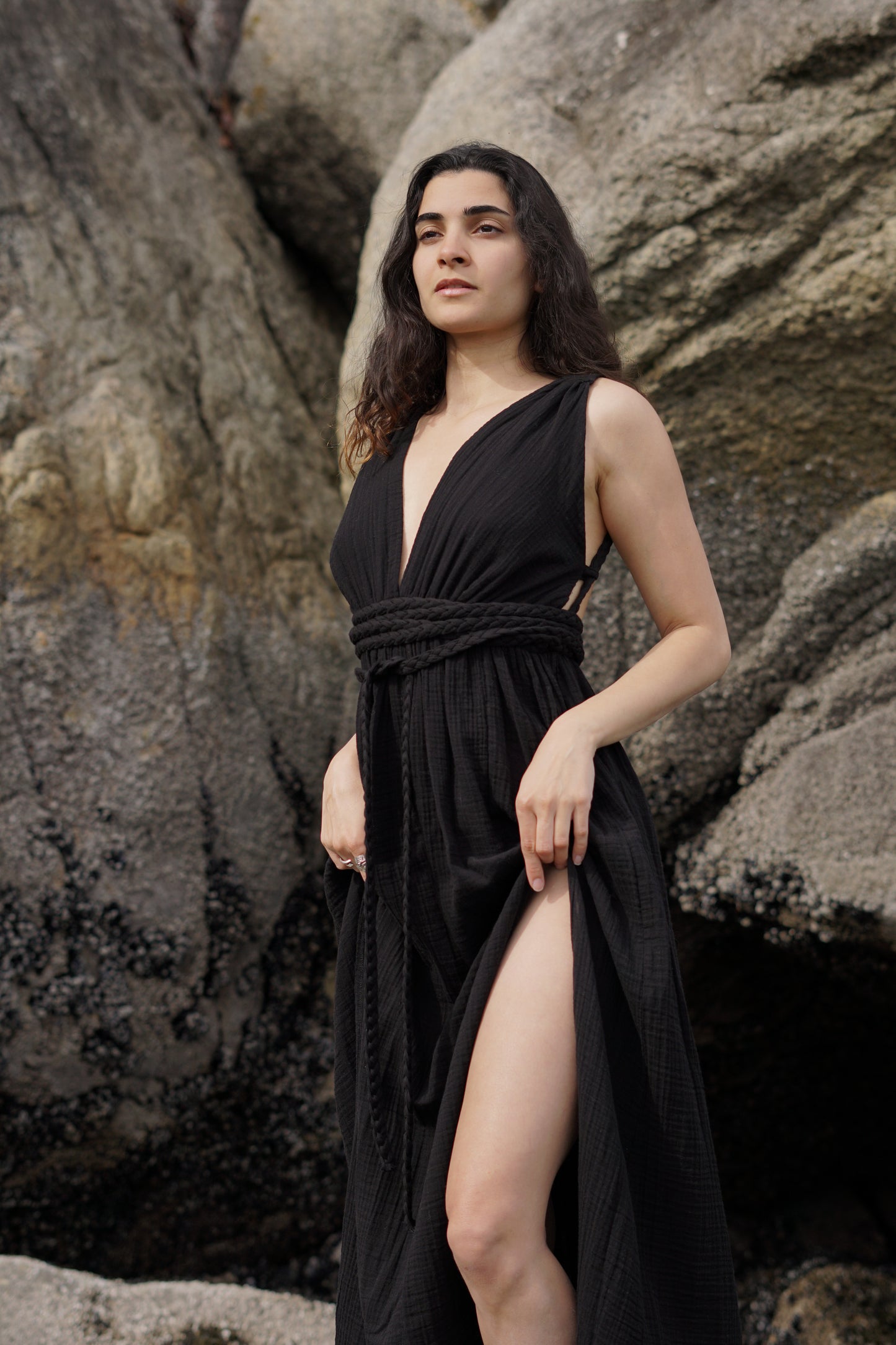 Black Organic Cotton Breathable Summer Maxi Dress