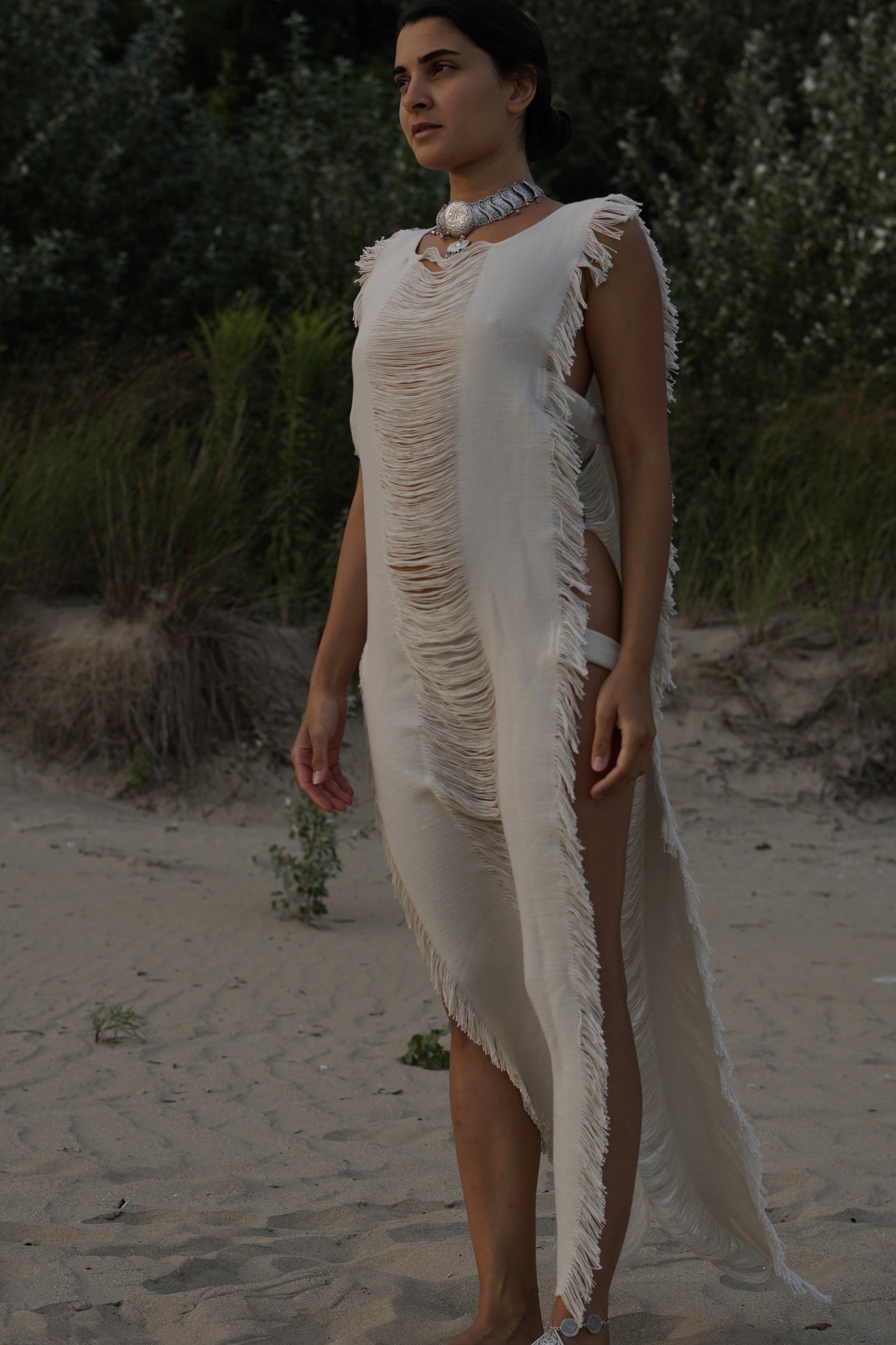 Tulum Frayed Cotton Beach Dress Kimono