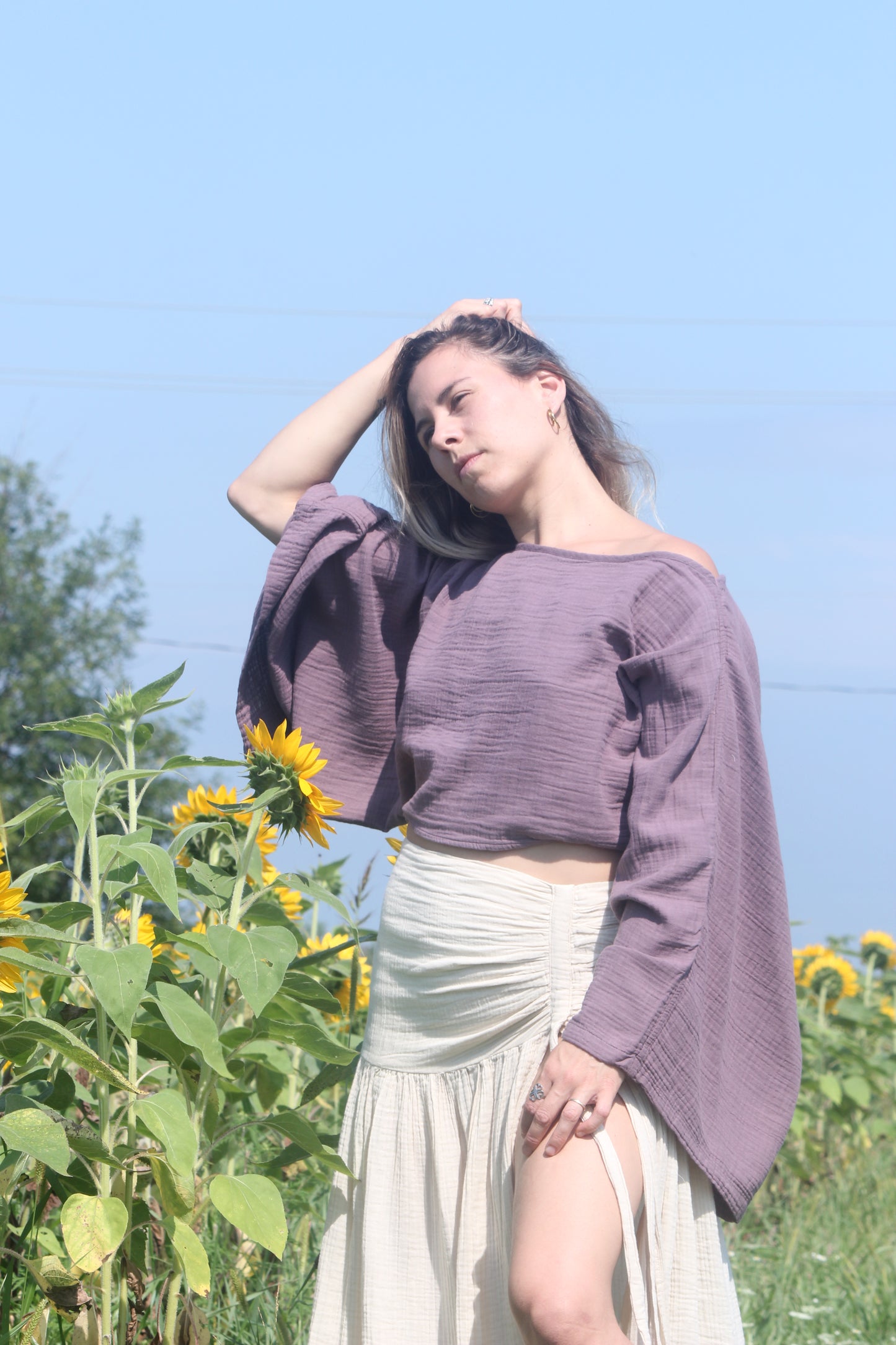 Organic Cotton Long Sleeve Crop Top