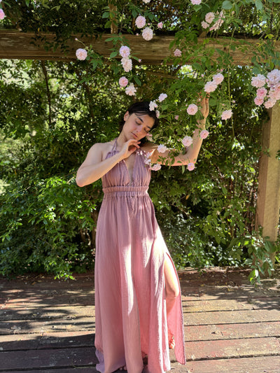 Pink Maxi Cotton Boho Summer Dress