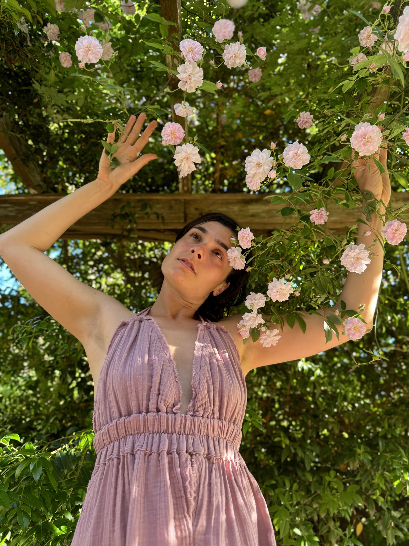 Pink Maxi Cotton Boho Summer Dress