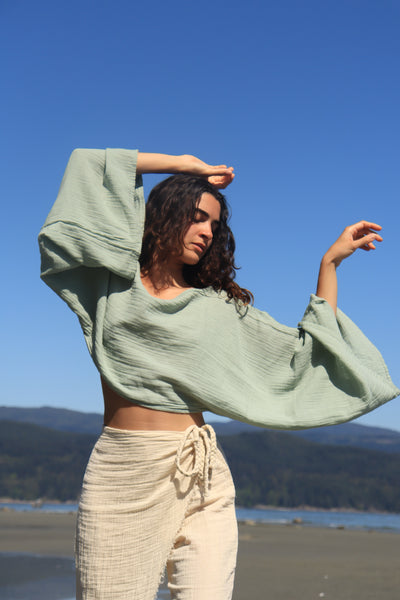 Organic Cotton Long Sleeve Crop Top