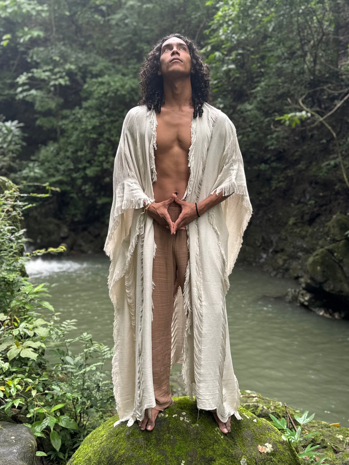 Men's Raw Cotton Frayed Kaftan