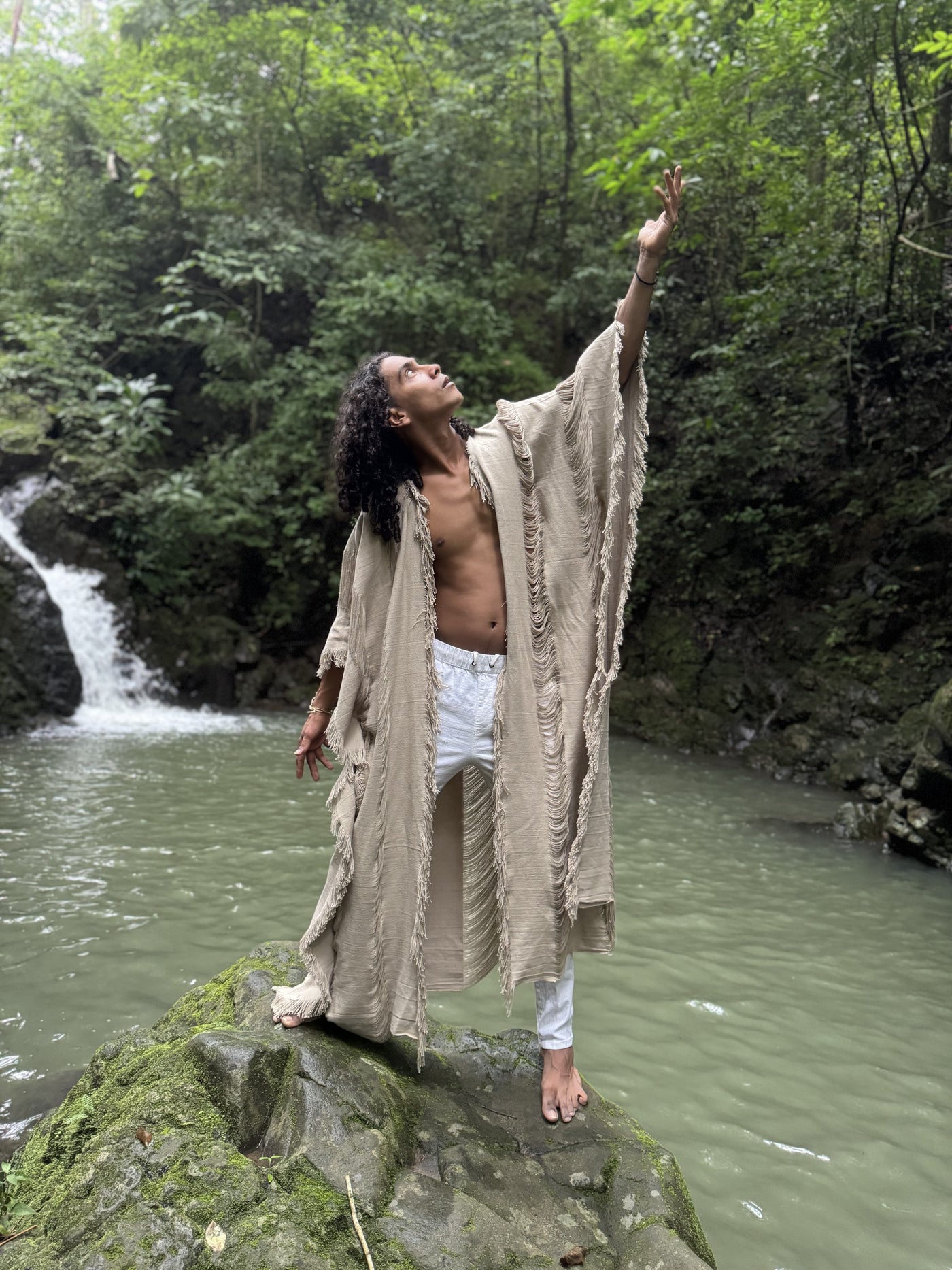 Men's Raw Cotton Frayed Kaftan