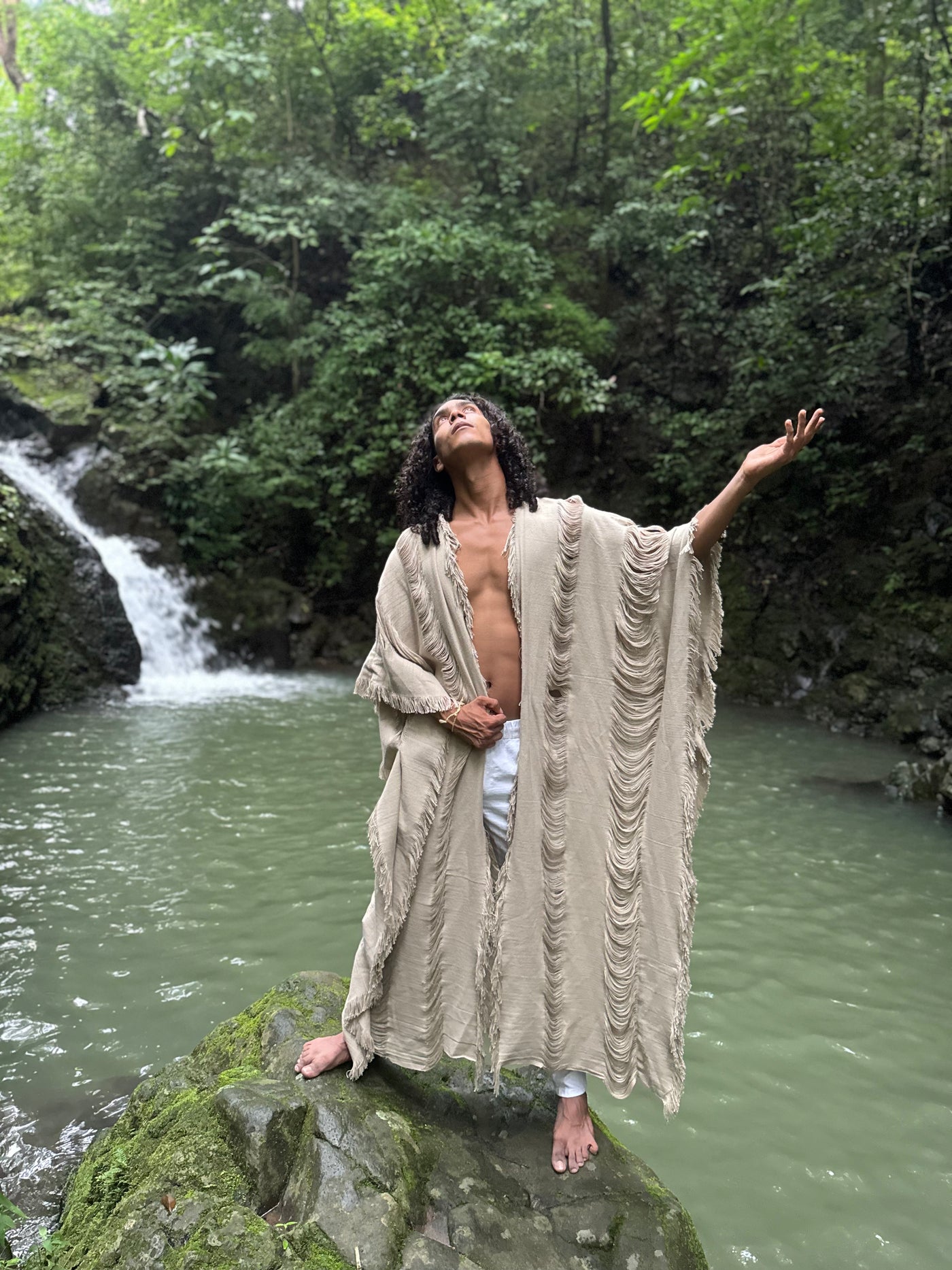 Men's Raw Cotton Frayed Kaftan