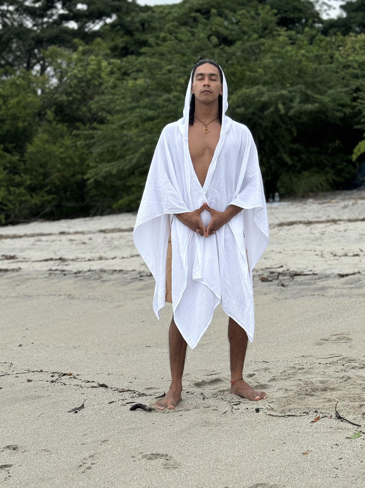 Unisex Cotton Hooded Cloak Kaftan ∆ Meditation Kimono