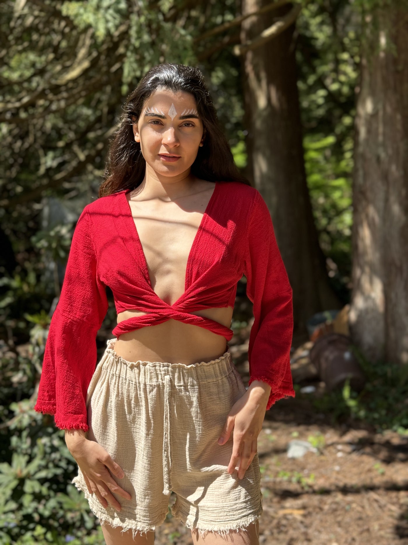 Raw Cotton Boho Wrap Crop Top