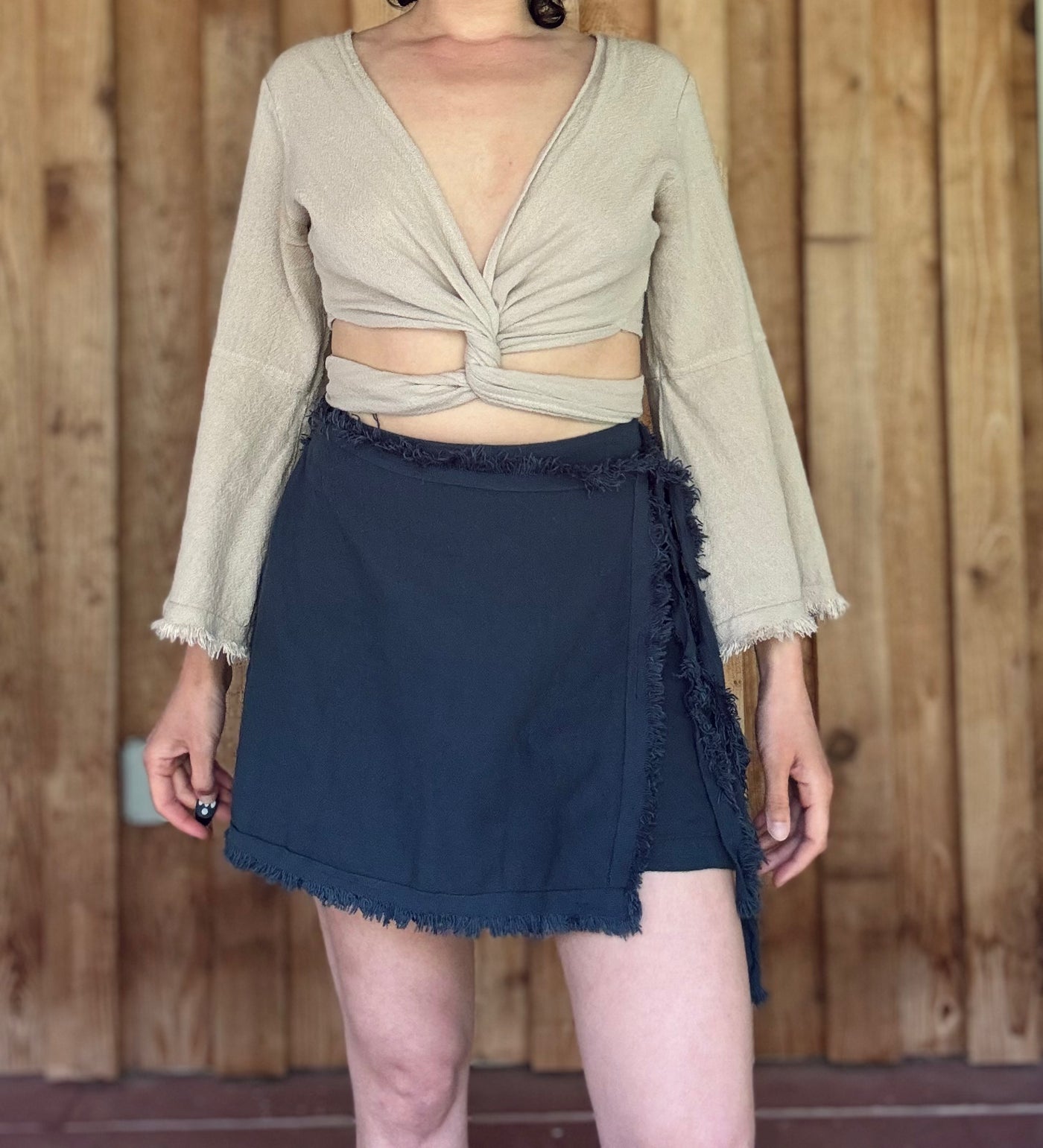 Raw Cotton Boho Wrap Crop Top