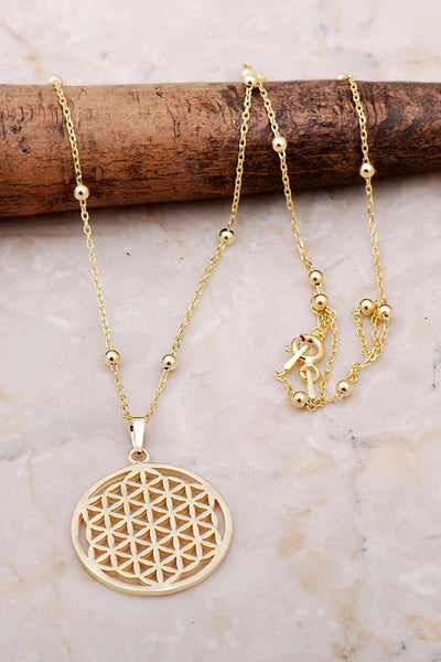 Flower of Life Gold Gilded Silver Necklace