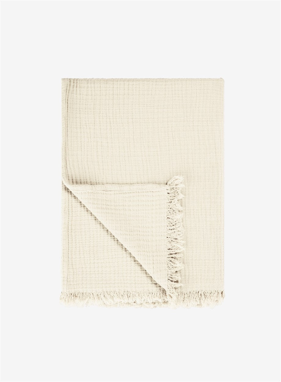 Cotton Beige Boho Throw Blanket