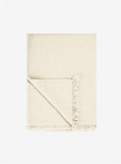 Cotton Beige Boho Throw Blanket