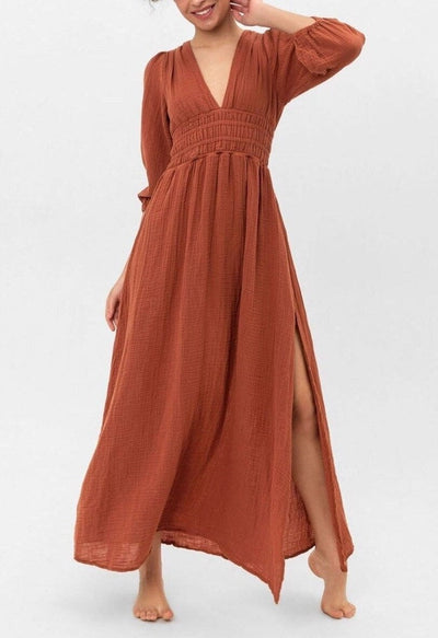 Terracotta Cotton Maxi Dress