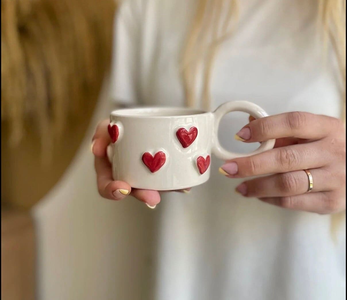 Handmade Coffee Mug Small Red Heart - Gift for loved ones
